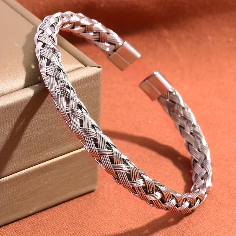 Women's Vintage Knitted Bracelet, Stylish 304 Stainless Steel